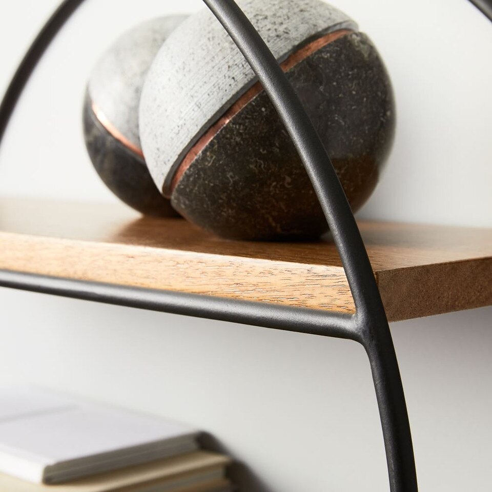 Anton Round 2Tier Wood & Metal Wall Shelf (61 cm) West Elm UK